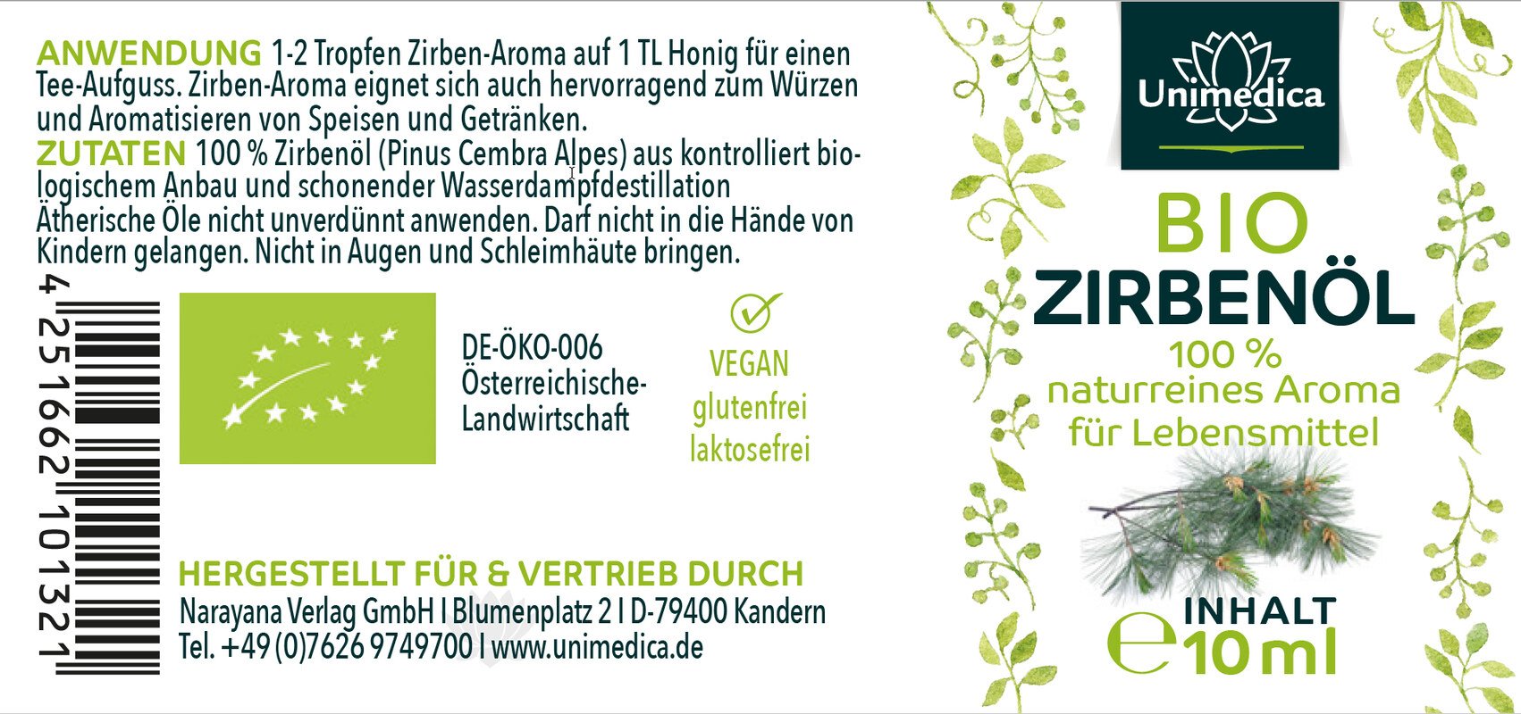 Bio-Zirbenoel-100-naturreines-Arvenoel-Zirben-Aroma-aetherisches-OEl-10-ml-von-Unimedica-1