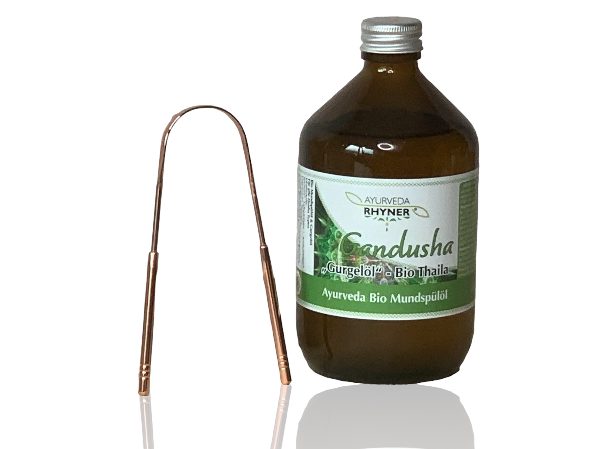 image1-3 1x Bio Gandusha-Mundziehöl 500ml + 1x Zungenreiniger/Zungenschaber im Set