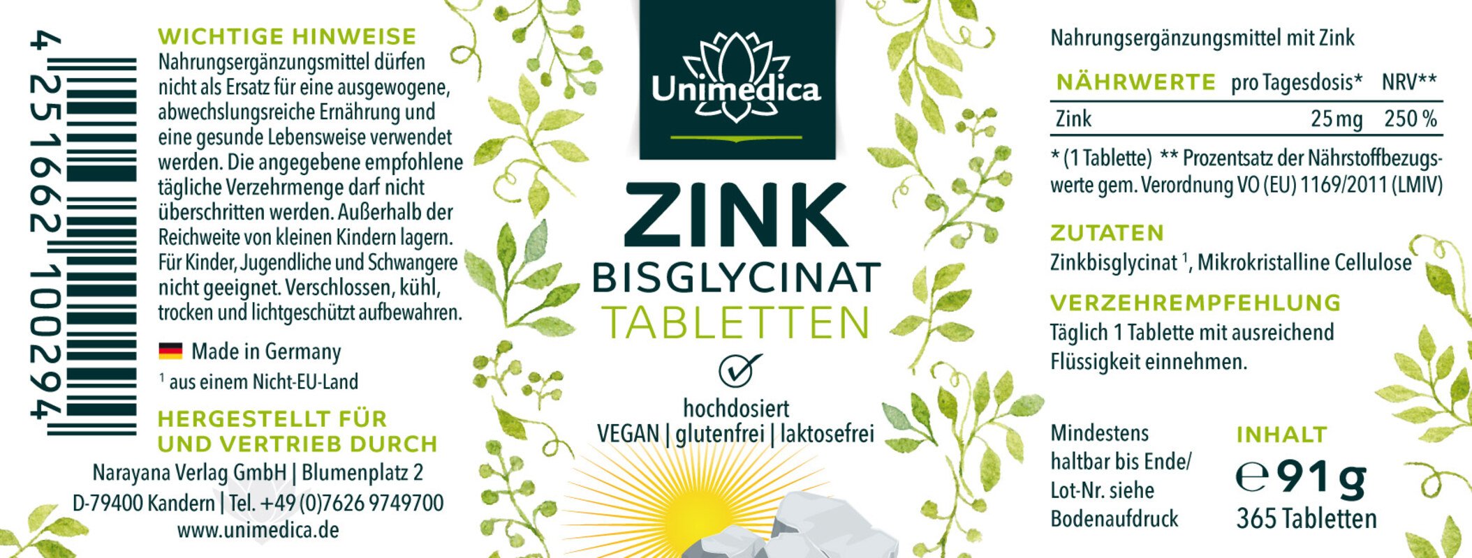 Zink-Bisglycinat-25-mg-pro-Tagesdosis-1-Tablette-hochdosiert-365-Tabletten-von-Unimedica-2